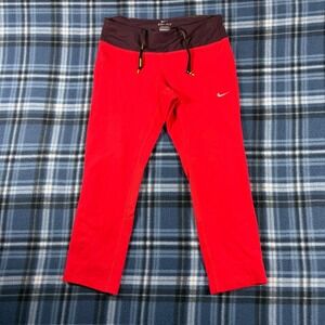 Nike Dri-FIT Running Leggings Womens Small Red Capri Tights 546667-660